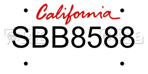 SBB8588 California License Plate