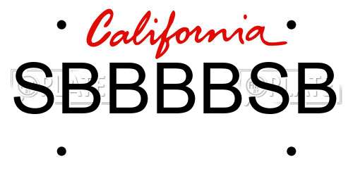 SBBBBSB California License Plate