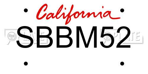 SBBM52 California License Plate