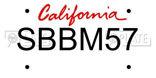 SBBM57 California License Plate