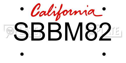 SBBM82 California License Plate