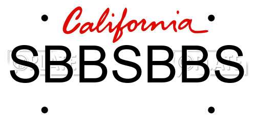 SBBSBBS California License Plate