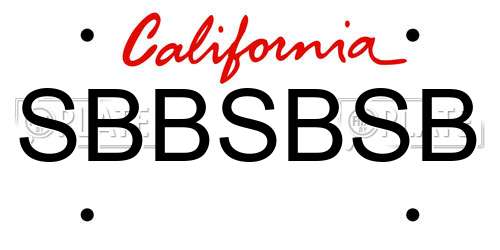 SBBSBSB California License Plate