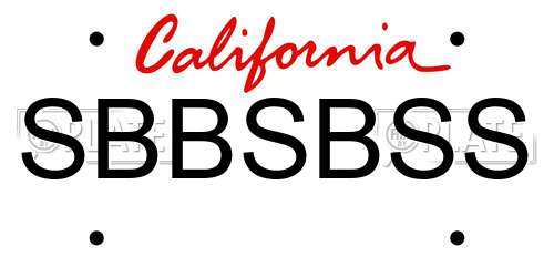 SBBSBSS California License Plate