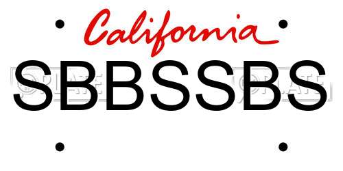 SBBSSBS California License Plate