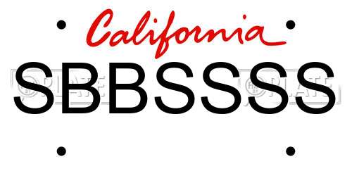 SBBSSSS California License Plate