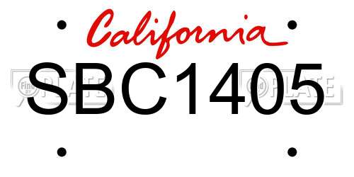 SBC1405 California License Plate