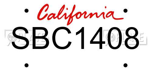 SBC1408 California License Plate