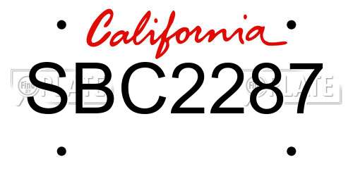 SBC2287 California License Plate