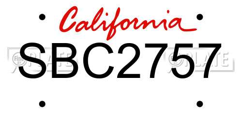 SBC2757 California License Plate