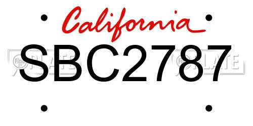 SBC2787 California License Plate