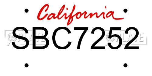 SBC7252 California License Plate