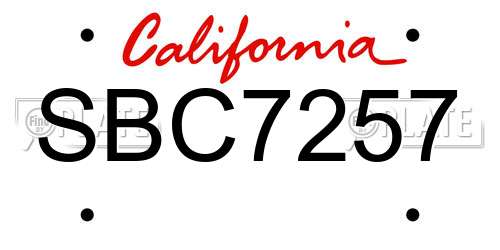 SBC7257 California License Plate