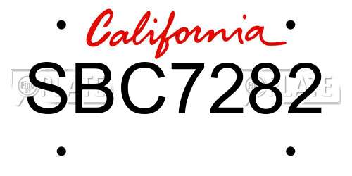 SBC7282 California License Plate