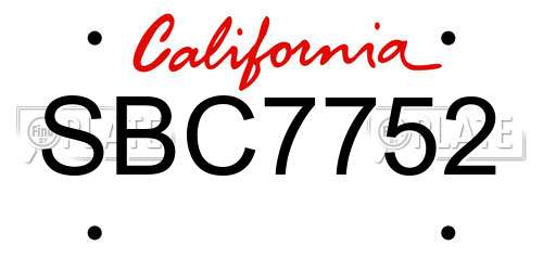 SBC7752 California License Plate