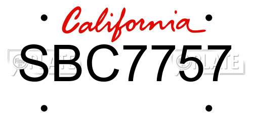 SBC7757 California License Plate