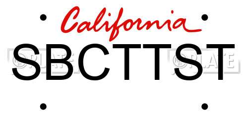 SBCTTST California License Plate