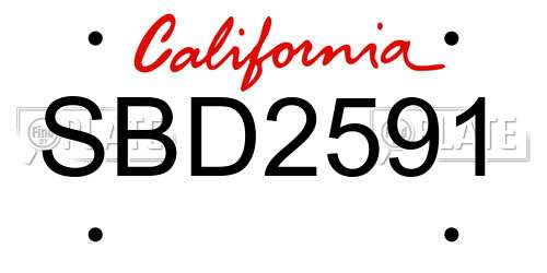 SBD2591 California License Plate