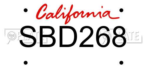 SBD268 California License Plate