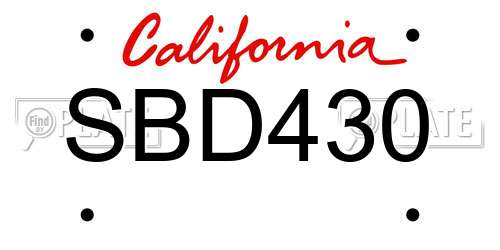 SBD430 California License Plate
