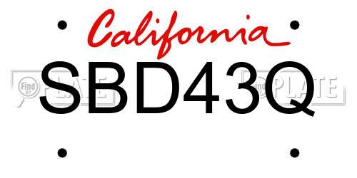 SBD43Q California License Plate