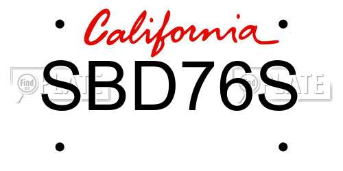 SBD76S California License Plate
