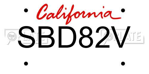SBD82V California License Plate