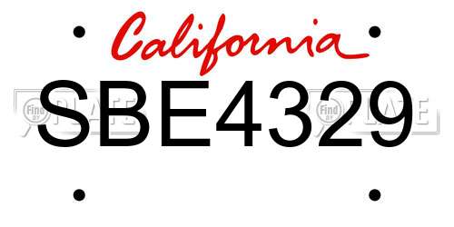 SBE4329 California License Plate