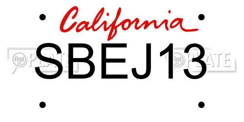 SBEJ13 California License Plate