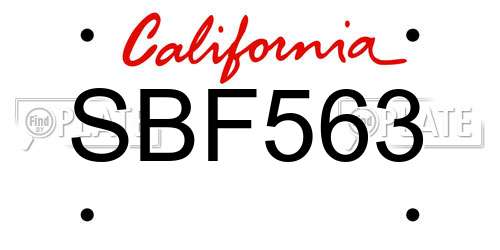 SBF563 California License Plate