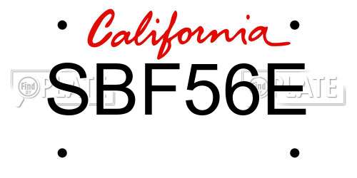SBF56E California License Plate