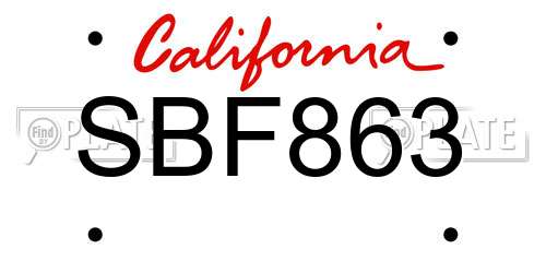 SBF863 California License Plate