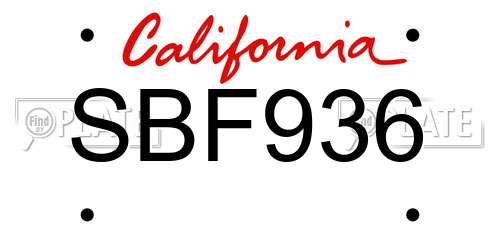 SBF936 California License Plate