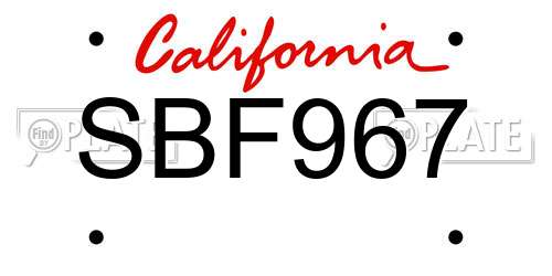SBF967 California License Plate