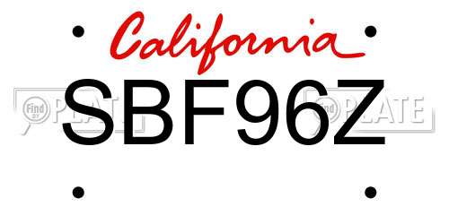 SBF96Z California License Plate