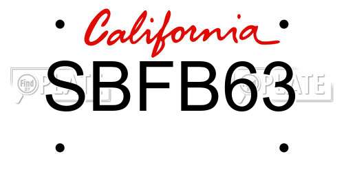 SBFB63 California License Plate