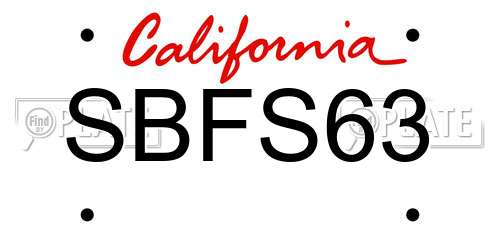SBFS63 California License Plate