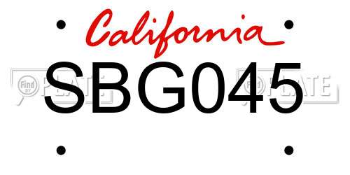 SBG045 California License Plate