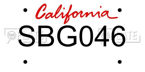 SBG046 California License Plate