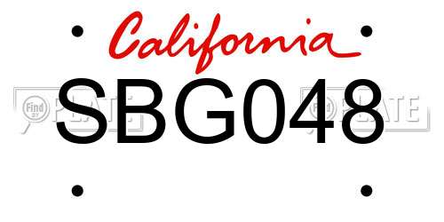 SBG048 California License Plate