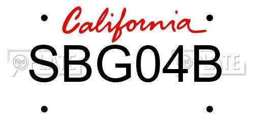 SBG04B California License Plate