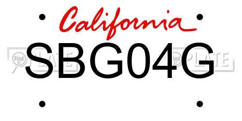 SBG04G California License Plate