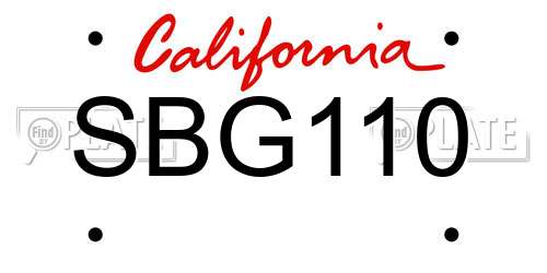 SBG110 California License Plate