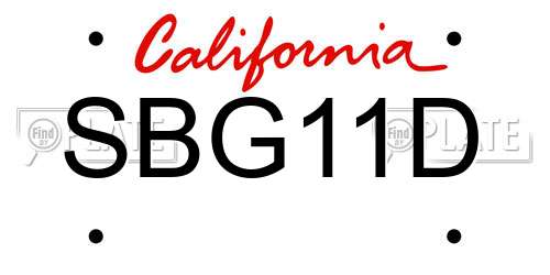 SBG11D California License Plate