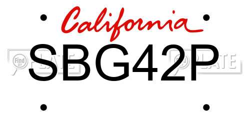 SBG42P California License Plate