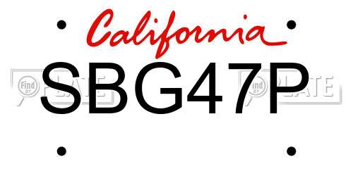 SBG47P California License Plate