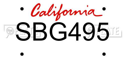SBG495 California License Plate