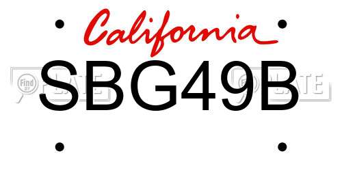 SBG49B California License Plate