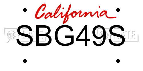 SBG49S California License Plate