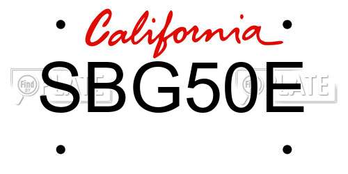 SBG50E California License Plate